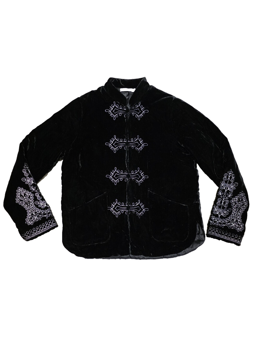 Mes Demoiselles Womens 0 Black Tircis Embroidered Boho Jacket Velvet 18x25